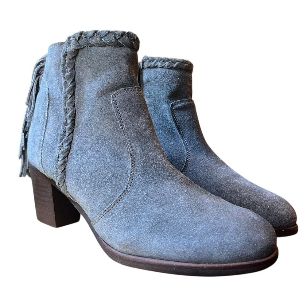 Matisse Lucinda Fringe Braided‎ Western  Blue Suede Leather Ankle Boots Sz 8.5 - Picture 3 of 16